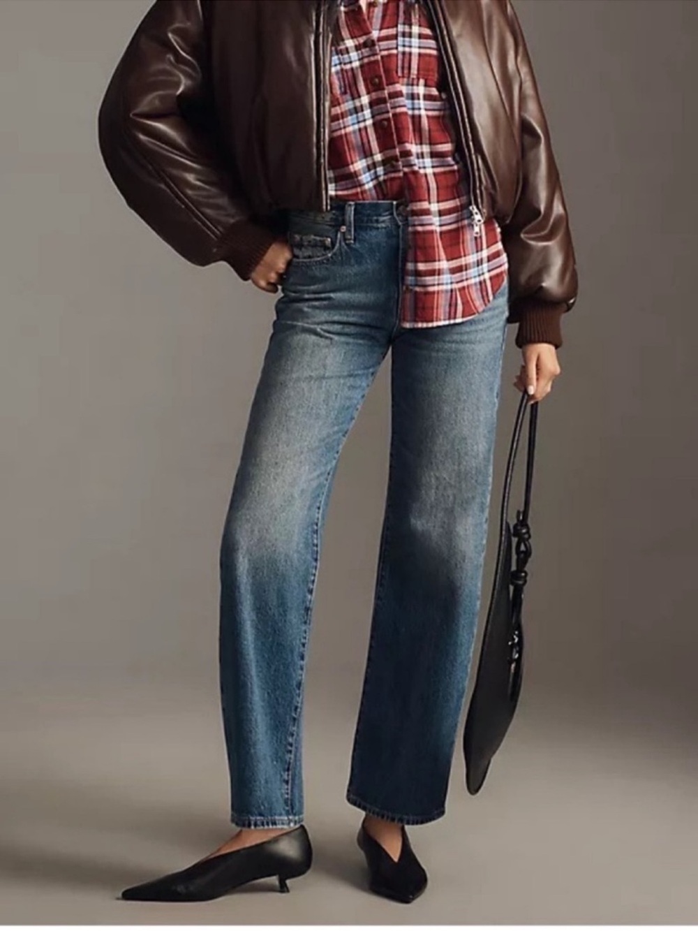Anthropologie Pistola Lexi Mid Rise Bowed Barrel Leg Straight Jeans